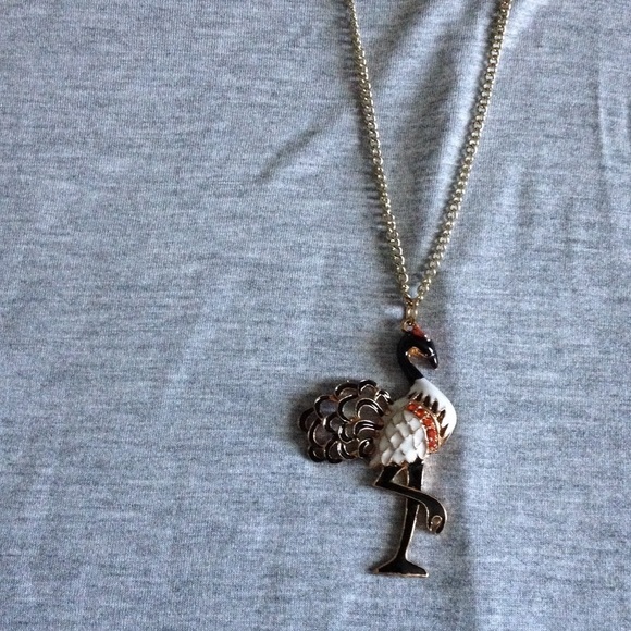 Jewelry - Decorative enamel flamingo Bird long necklace